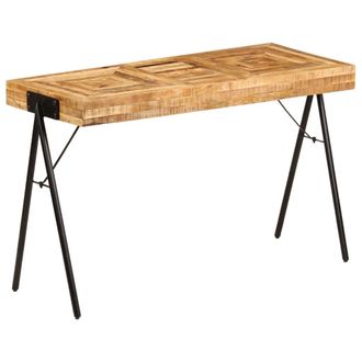 Berkfield Home Writing Table Solid Mango Wood 118x50x75 cm in Brown | Size: 118 x 50 x 75 cm