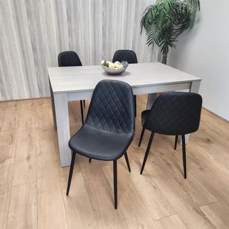 Kosy Koala Modern Rectangle Dining Table Set With 4 Black Gem Pattern Chairs Dining Room Furniture in Brown