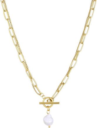 Adornia Adornia 18K Plated Stainless Steel 9Mm Pearl Toggle Necklace