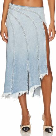 EB Denim Sorriso Midi Skirt In Light Wash Blue Denim