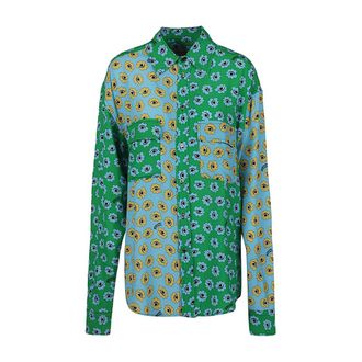 Alessandro Enriquez Overhemden, Dames, Groen, M, Bedrukte Viscose Shirt