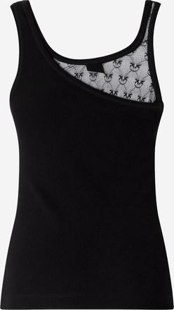 Pinko Womens Top With Logo, Stretch Cotton, Black Tops