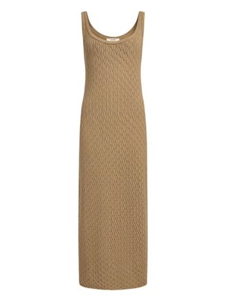 12 Storeez knit diamond-pattern maxi dress - women - Cotton - S - Brown