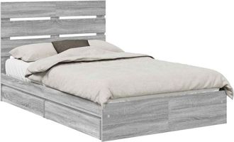 vidaXL Cama Con Almacenamiento Con Cabecera Gris Sonoma 135 X 190 Cm Vidaxl