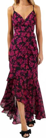 Sugarlips Doris Ruffle Maxi Dress In Fuchsia Multi