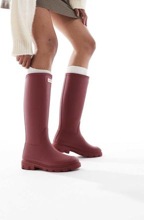 Hunter Downpour - Stivali da pioggia alti color merlot-Rosso