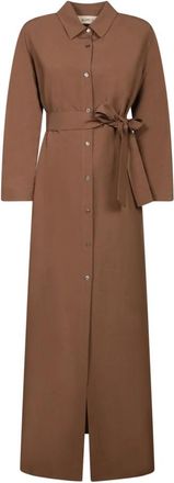 Blanca Vita Elegante Bruine Jurk met Riem - Dames - Shirt Kleedjes - Bruin - 2XL - Kleedjes
