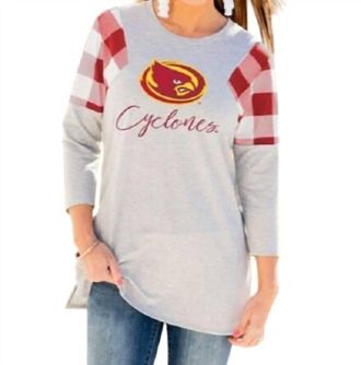 Gameday Couture Iowa State University Get In Check Tunic In Grey/red