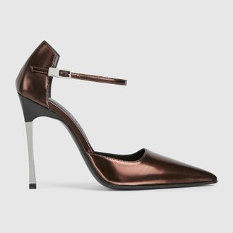 Gucci Womens Bombshell Pump, Brown, Leather