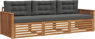 vidaXL Conjunto De Sof&aacute;s De Exterior 3 Uds. Natural Y Antracita Vidaxl