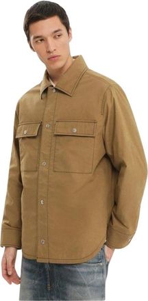 1989 STUDIO Cotton Twill Overshirt Jacket - Heren - Zomerjassen - Bruin - L - Katoen - Jassen