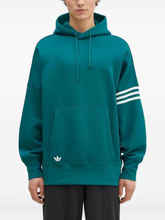 adidas 3-Stripe sleeve hoodie - men - Cotton/Recycled Polyester - L - Green