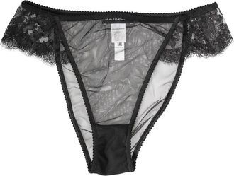 Dolce & Gabbana Hoge Taille Kant Slipje - Dames - Onderbroek - Zwart - M - Leer - Ondergoed