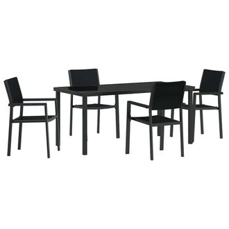 Berkfield Home 4 Piece Garden Dining Set Black Poly Rattan