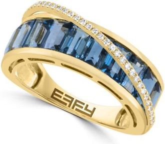 Effy 14K Yellow Gold London Blue Topaz & Diamond Channel Set Ring in 14K Gold at Nordstrom, Size 7