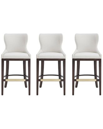 Manhattan Comfort Set Of 3 Blair Leatherette Barstools With Beech Wood Legs