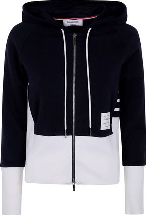 Thom Browne Blouson Zip Up Hoodie W/ Engineered 4 Bar In Color Blocked