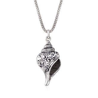 Ross-Simons Sterling Silver Scrolling Seashell Pendant Necklace