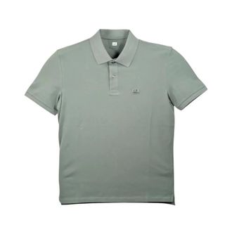 C.P. Company Polo Shirts, male, Green, Size: 2XL Stretch Piquet Short Sleeve Polo