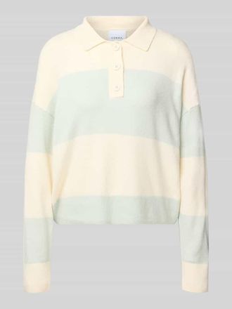 Comma Strickpullover mit Polokragen in Ecru, Gr&ouml;&szlig;e 34
