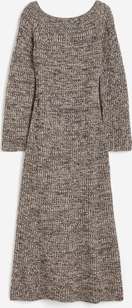 H&M Schulterfreies Kleid in Rippstrick - Beige