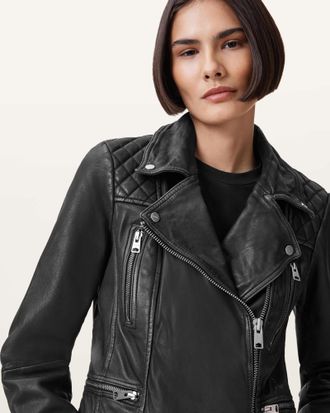 AllSaints Cargo Distressed Leather Biker Jacket