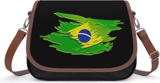 Generic Vintage Brazil Flag Crossbody Bags for Women Fashion Leather Shoulder Handbags With Adjustable Strap