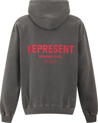 Represent Mens Hooded Sweatshirt Washed Black Cotton Jumpers Sweater