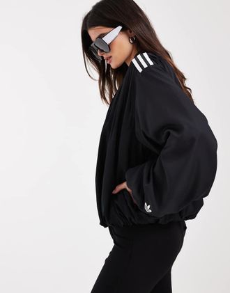 adidas Originals top da tuta a pieghe nero