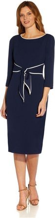 Adrianna Papell Tipped Crepe Tie Dress