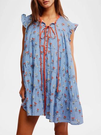 Free People Sundown Mini Dress In Allure Blue Combo