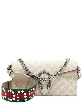 Gucci Beige Gg Supreme Canvas Web Dionysus E/W Small Flap Bag (Authentic Pre- Loved)