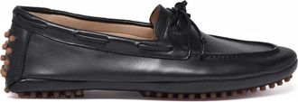 Le Monde Beryl Black Rubber Studded Leather Loafers