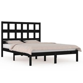 Berkfield Home Bed Frame Black Solid Wood Pine 200x200 cm