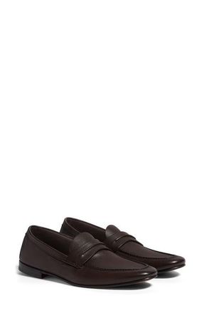 Ermenegildo Zegna Black Natural Grain Leather Driving Loafer in Dark Brown at Nordstrom, Size 10.5Us