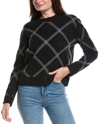 Fort&eacute; Cashmere Reversible Bias Plaid Cashmere Sweater