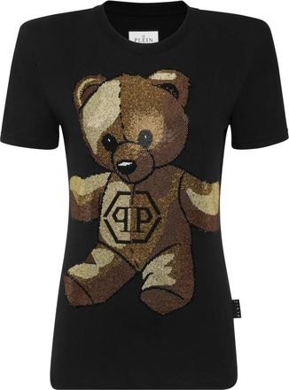 Philipp Plein T-Shirt Ronde Hals Teddy - Dames - T-shirts - Zwart - XS - Katoen - Tops