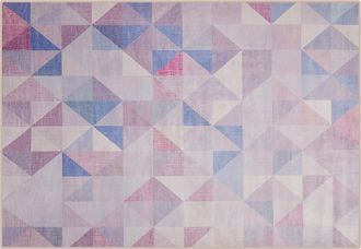 Beliani Alfombra Azul Gris 160 X 230 Cm Alfombra Con Motivo De Tri&aacute;ngulo Moderno Contempor&aacute;neo Kartepe