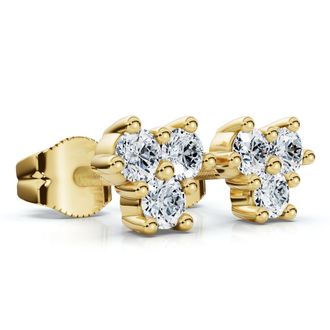 Pompeii3 Mini Trio Diamond Studs 14k Gold Lab Grown Womens Earrings