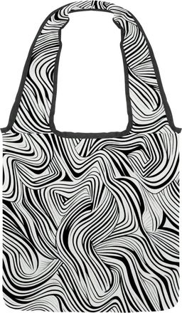 Generic Abstract Black and White Swirls Reversible Canvas Shoulder Tote - Double-Sided Print, 12oz Cotton, 27cm Drop, Fold-Flat Bag for Travel, Shopping, Stre