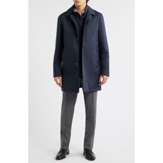 Canali Ultralight Waterproof Car Coat with Removable Bib in Navy at Nordstrom, Size 40 Us