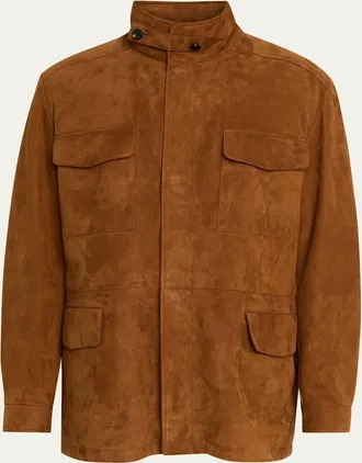Loro Piana Mens Traveller Lambskin Suede Field Jacket