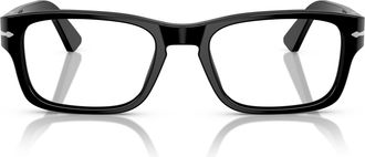 Persol 0po3364v Rectangular Black Acetate Eyeglasses with Silver Arrow Detail