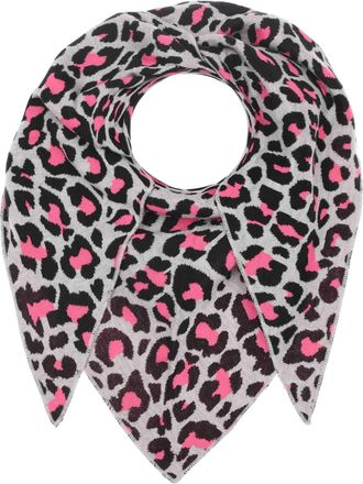 Zwillingsherz Dreieckstuch ZWILLINGSHERZ Summer Lacey, Damen, grau neonpink, Strick, Baumwollmischung, Animalmuster, mehrfarbig, Modet&uuml;cher Dreieckstuch, Feinstrick