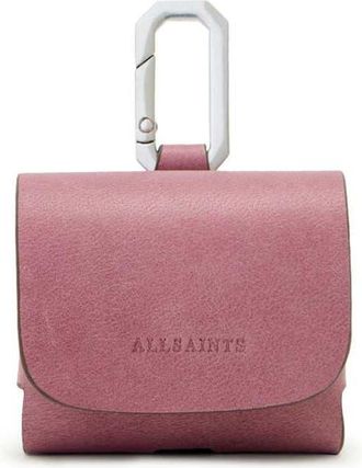 AllSaints Hex Leather AirPod Case in Raspberry Pink at Nordstrom