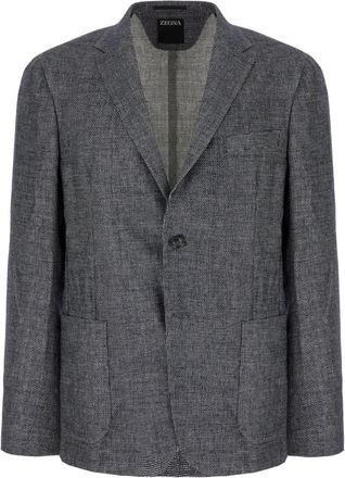 Ermenegildo Zegna Blazer met enkele rij knopen - Heren - Blazers - Blauw - 2XL - Leer - Jassen