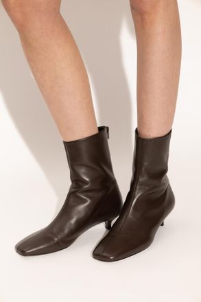 Toteme Leather Heeled Ankle Boots, Womens, Brown