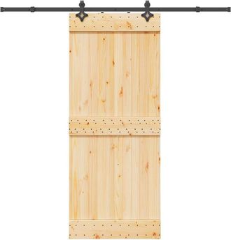 vidaXL Vidaxl - Puerta Corredera Con Herrajes Madera Maciza De Pino 85x210 Cm