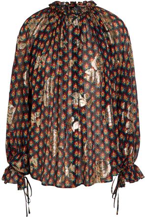 Etro Floral-embroidered Silk Blouse - Black - 46 (UK14 / L)