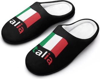 Generic Italy Italia Italian Flag Funny Mens Cotton Slippers Soft Non-Slip Rubber Sole House Slipper Indoor Outdoor
